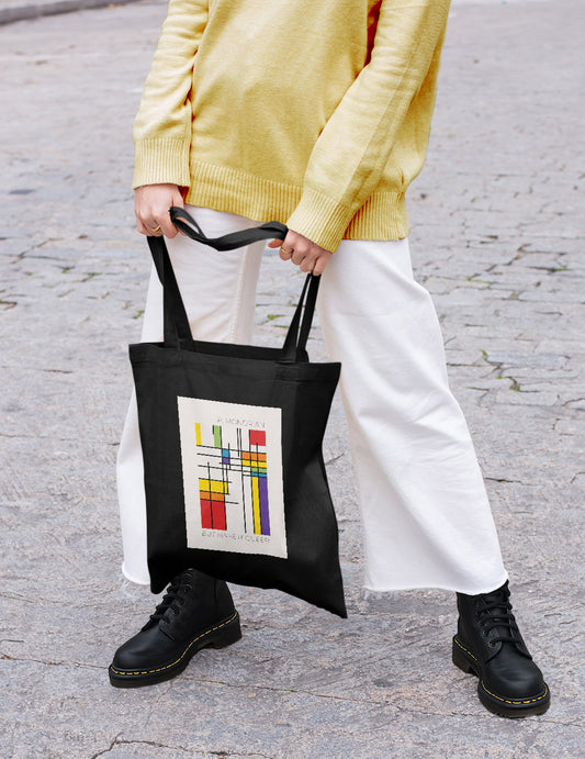 Queer Mondrian Eco Tote Bag – Abstract LGBTQ+ Pride Flag Accessory
