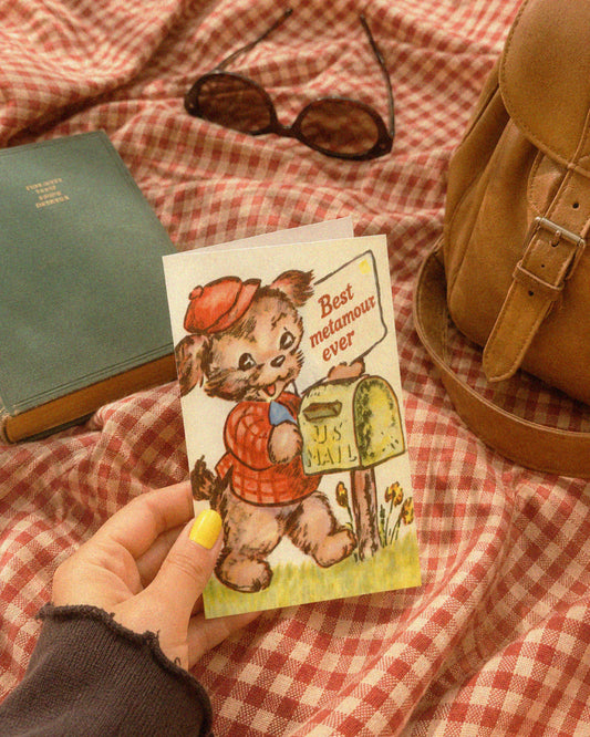 Best Metamour Ever Greeting Card – Cute Vintage Polyamory Appreciation Card