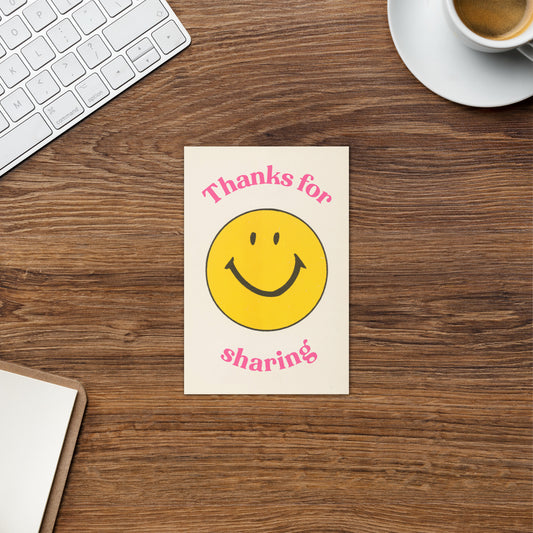 Thanks for Sharing Greeting Card - Vintage ENM-Inspired Humor Stationery