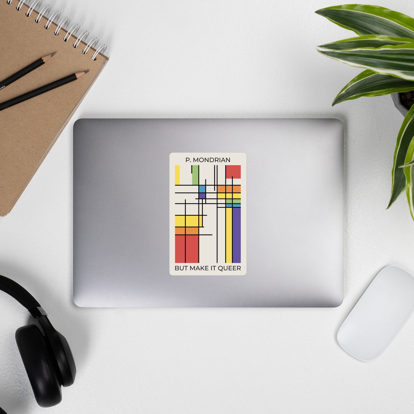 Queer Mondrian Vinyl Sticker – LGBTQ+ Pride Flag Abstract Decal