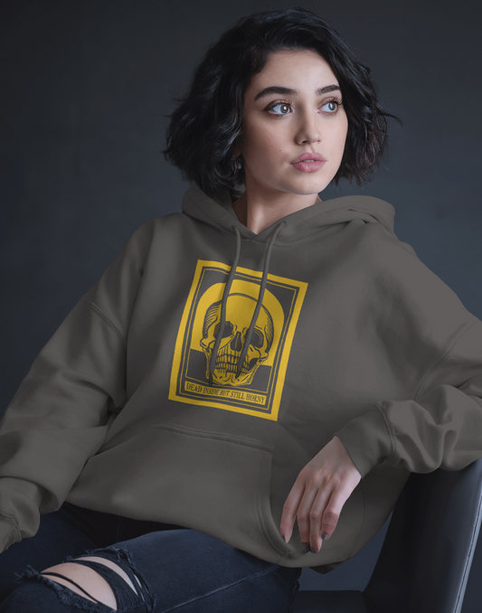 Dead Inside Unisex Hoodie – Yellow Vintage Skull Dark Humor Sweatshirt