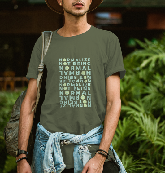 Non-normative Affirmation T-Shirt – Green Smiley Neurodiverse Empowerment Tee