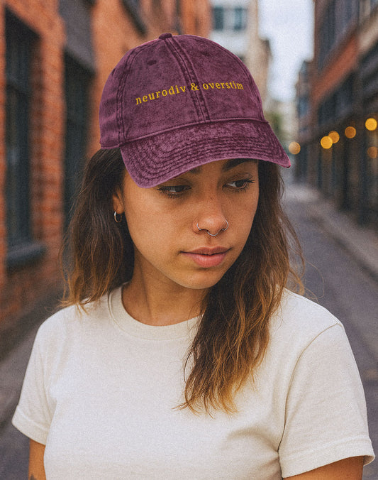 Neurodiv & Overstim Vintage Cap – Embroidered Hat for Neurodivergent Style