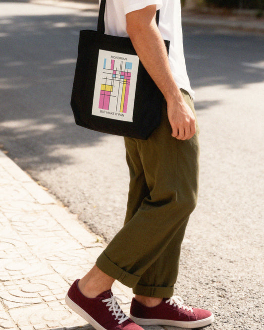 Pan Mondrian Eco Tote Bag – Abstract Pansexual Pride Flag Carryall