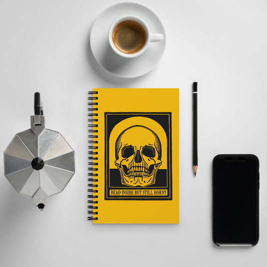 Dead Inside Notebook – Yellow Vintage Skull Dark Humor Journal