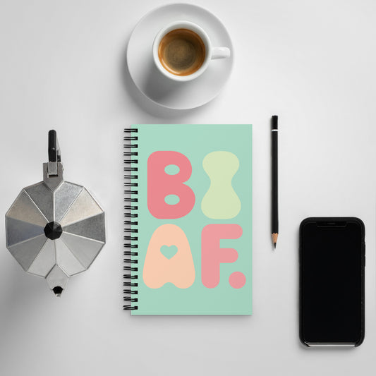 BI AF Bisexual Pride Notebook – Soft Pastel Green Retro LGBTQ+ Journal