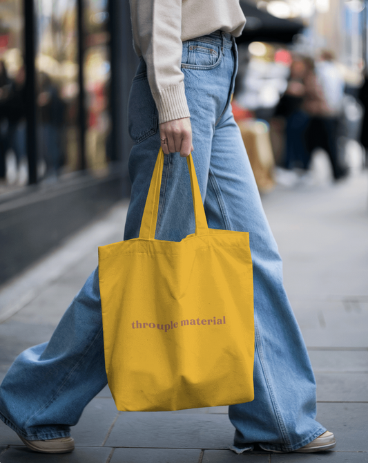 Throuple Material Tote Bag – Mustard & Terracotta Red ENM Statement
