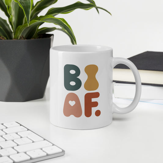 BI AF Bisexual Pride Mug – Bold Retro LGBTQ+ Colorful Coffee Cup