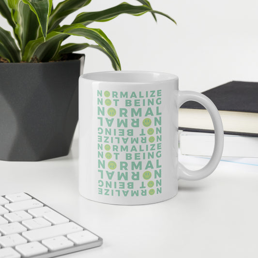 Non-normative Affirmation Mug – Green Smiley Neurodiverse Coffee Cup