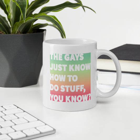 The Gays Just Know Mug – Pastel Quote Coffee Cup for Queer White Lotus Fans