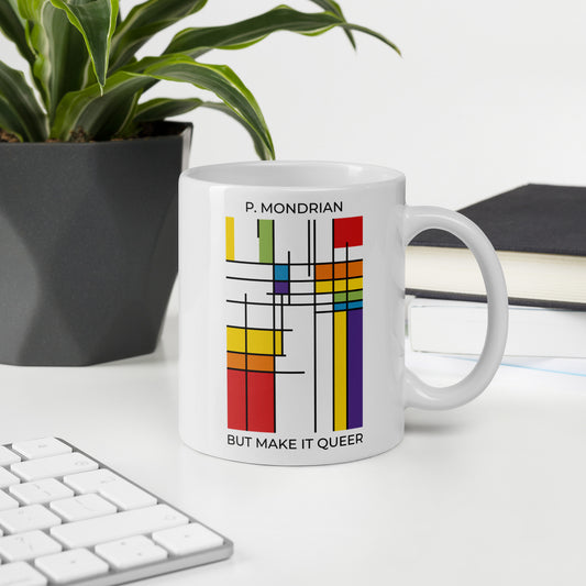 Queer Mondrian Mug – LGBTQ+ Pride Abstract Color Block Design Coffee Cup