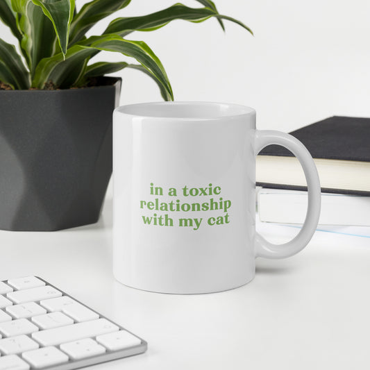 Toxic Relationship Cat Mug – Sarcastic Humor Coffee Cup for Cat People