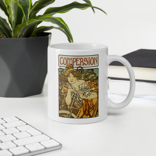Vintage Compersion Mug – Art Nouveau Polyamory Symbol Design Coffee Cup