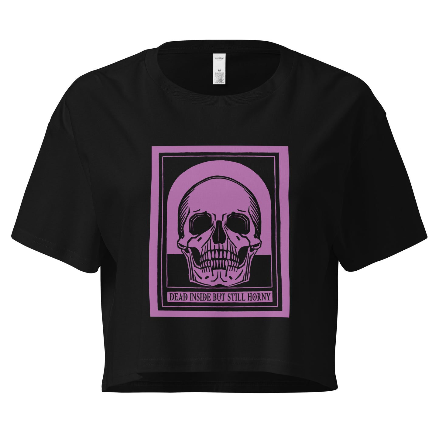 Dead Inside Crop Top – Vintage Skull Dark Humor Tee, Black