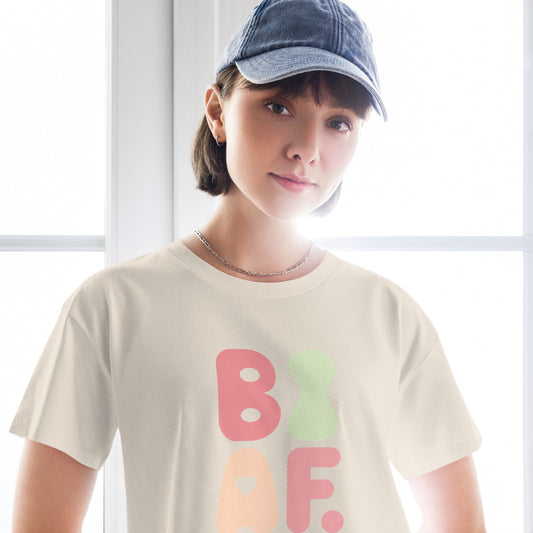 BI AF Bisexual Pride Crop Top – Soft Pastel Retro LGBTQ+ Tee