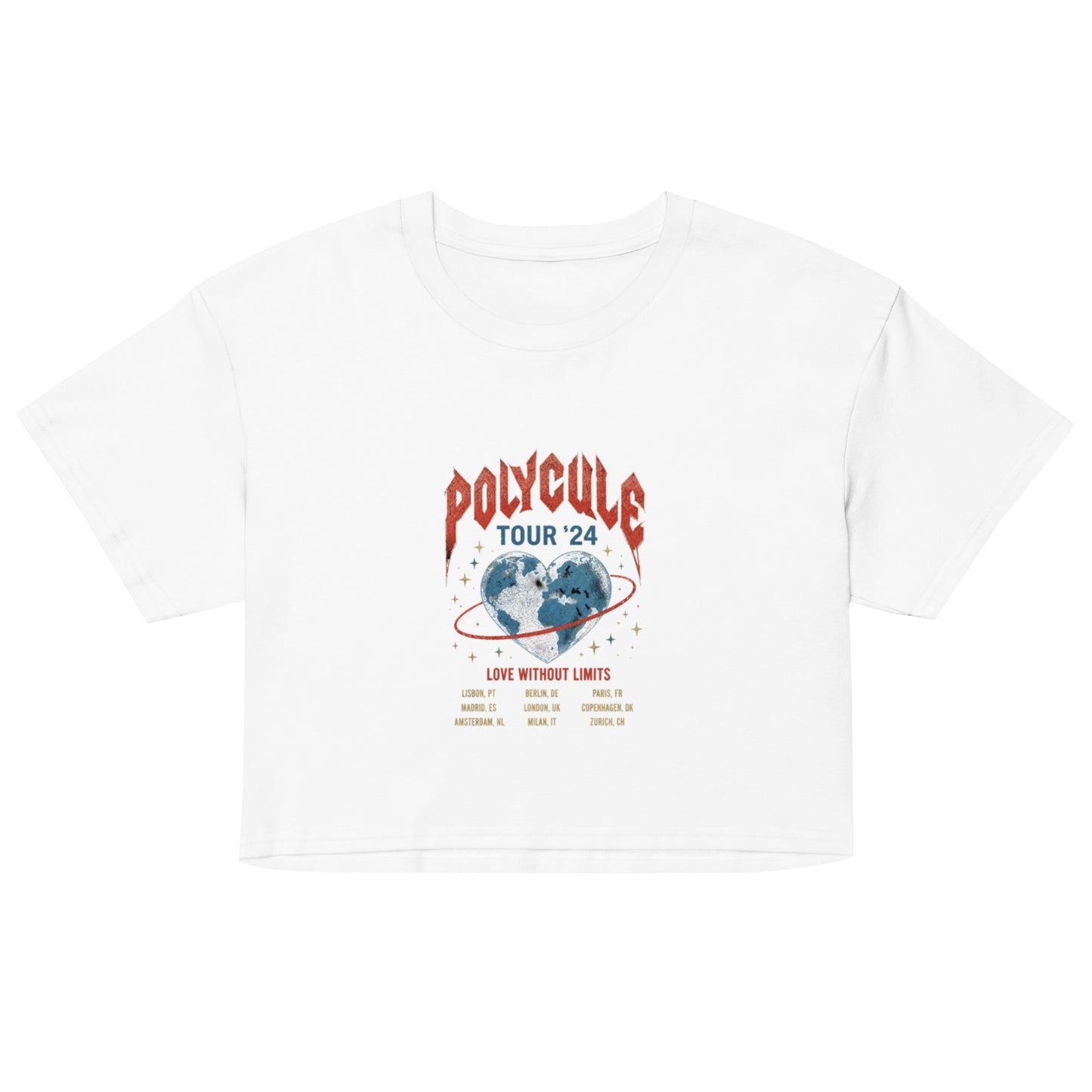 Polycule Tour Crop Top - Vintge Rock Band Style ENM Tee