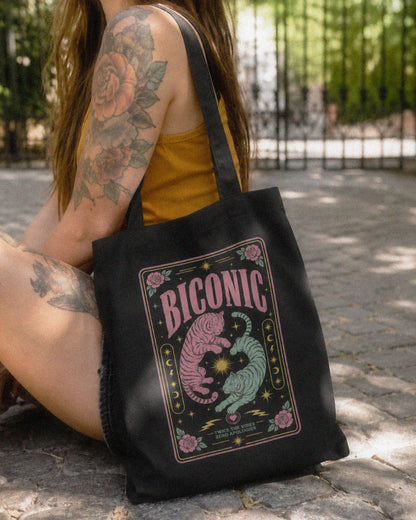 Biconic Eco Tote Bag - Colorful Bisexual Pride Tiger Art Carryall
