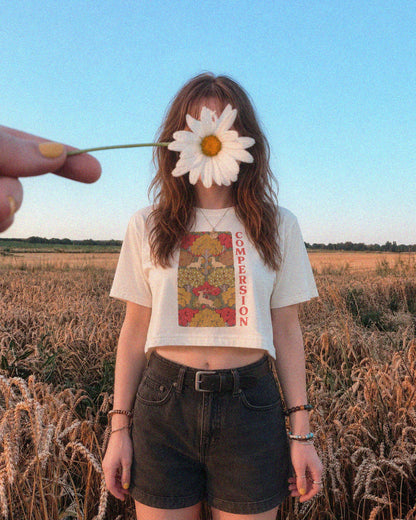 Compersion Crop Top - Woodland Decorative Polyamory Tee for ENM