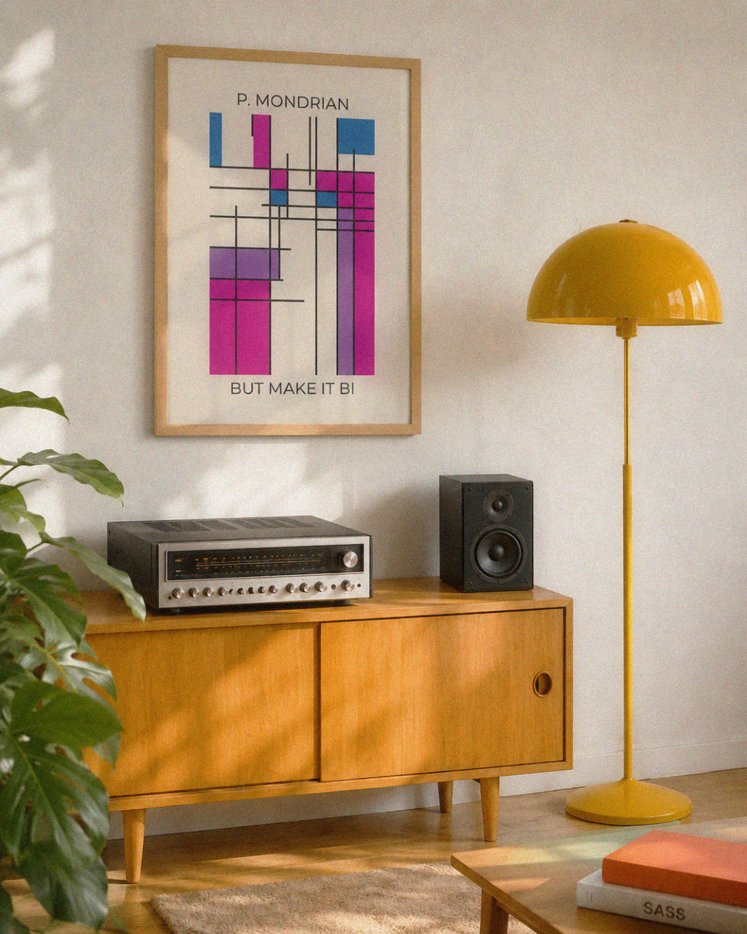 Bi Mondrian Style Printable Poster – Bisexual Pride LGBTQ+ Wall Art