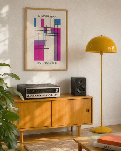 Bi Mondrian Style Printable Poster – Bisexual Pride LGBTQ+ Wall Art