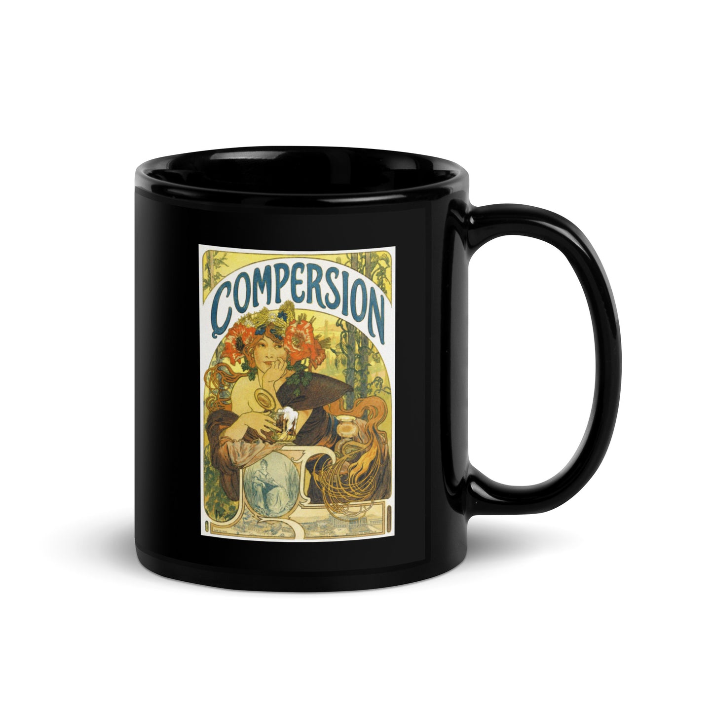 Ceramic mug with vintage ENM compersion design – polyamory pride drinkware for morning coffee or polycule and metamour gifting