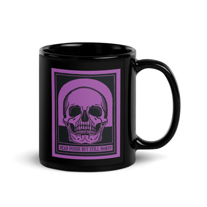 Ceramic mug with vintage purple skull art and dark humor quote – perfect for daily coffee and neurodivergent sarcasm lovers”
