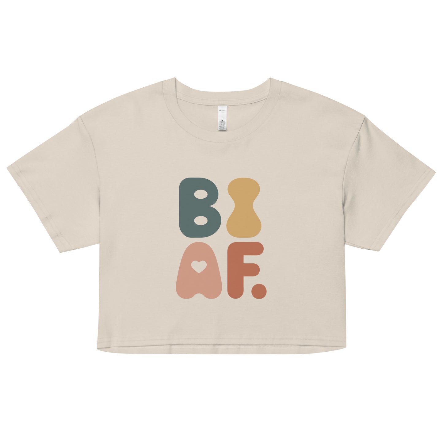 Combed cotton crop top with bold retro colorful bisexual pride design – soft LGBTQ+ apparel for daily expression and queer identity visibility