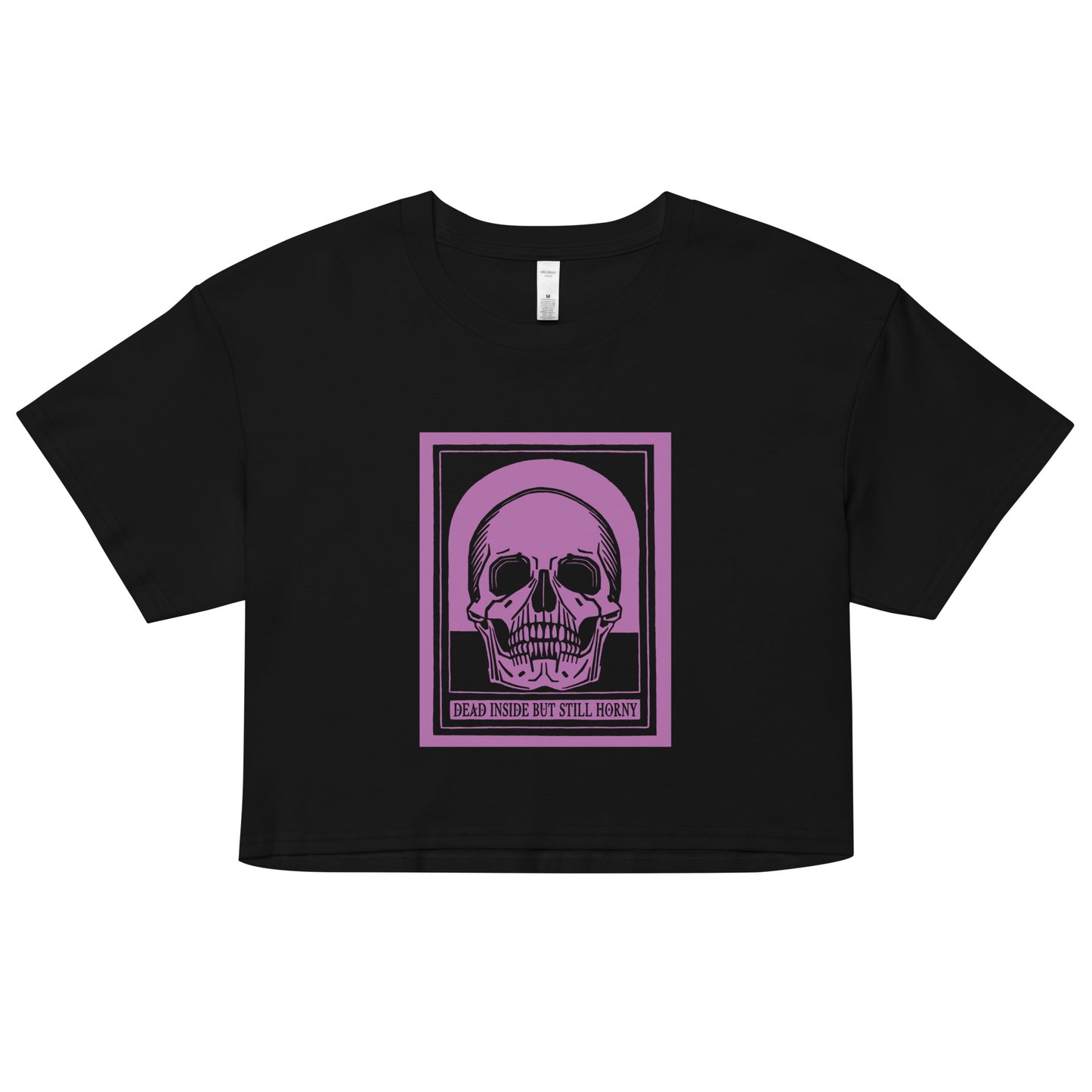 Cotton crop top with vintage skull and Dead Inside quote – dark humor apparel for neurodivergent style and sarcastic self-expression