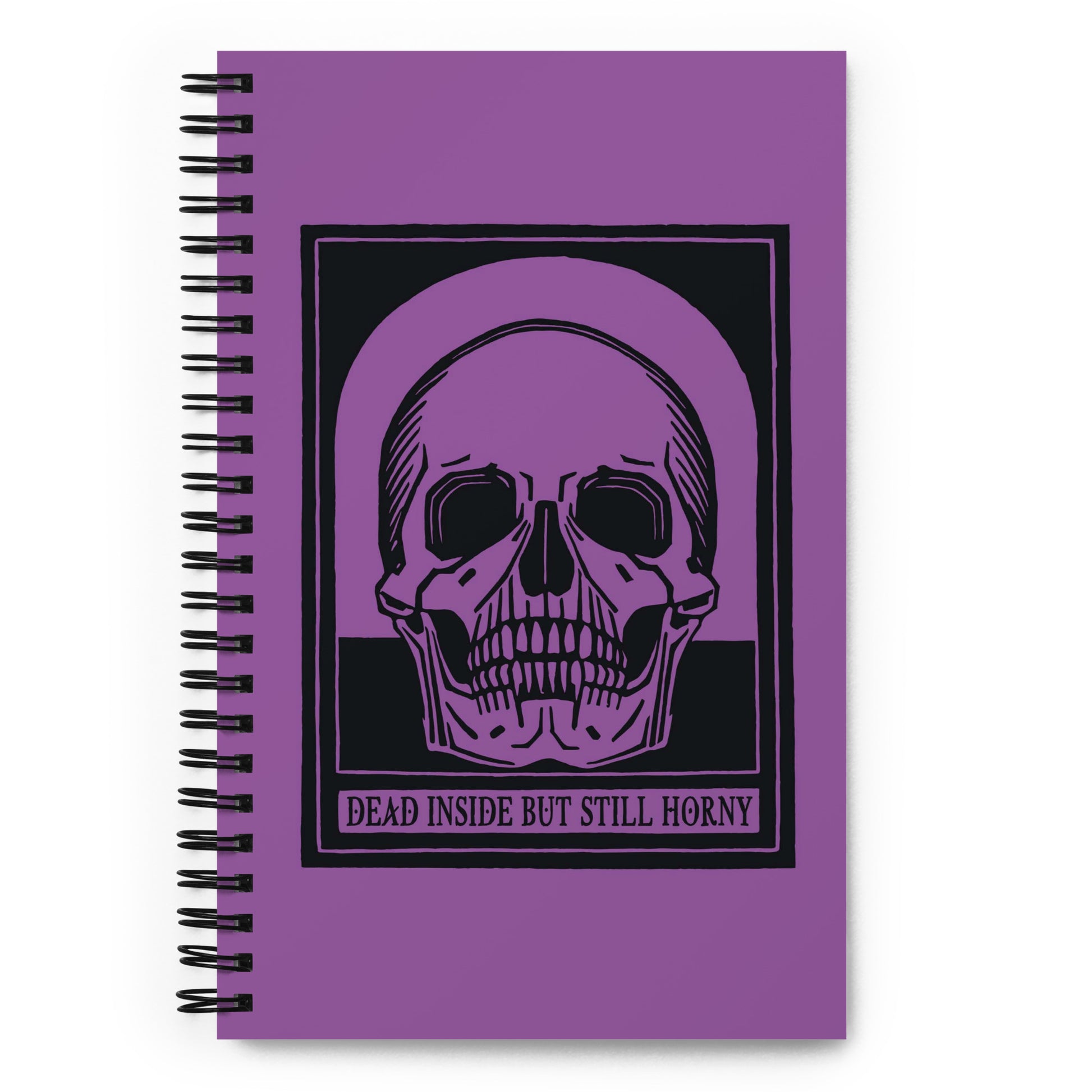 Spiral notebook with vintage skull and Dead Inside quote – dark humor journal for moody creatives and neurodivergent minds