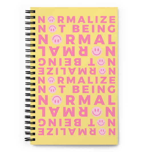 Spiral yellow notebook with minimalist neurodivergent affirmation – empowering journal for reflection, mental health, or creative focus