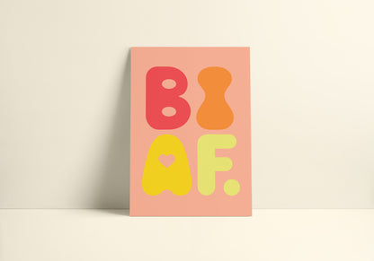 BI AF Poster – Bold Retro Orange Bisexual Pride Wall Art