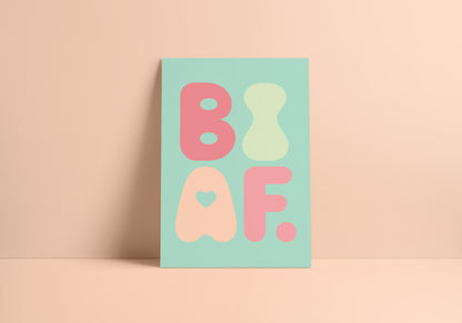 BI AF Poster – Soft Pastel Green Bisexual Pride Wall Art