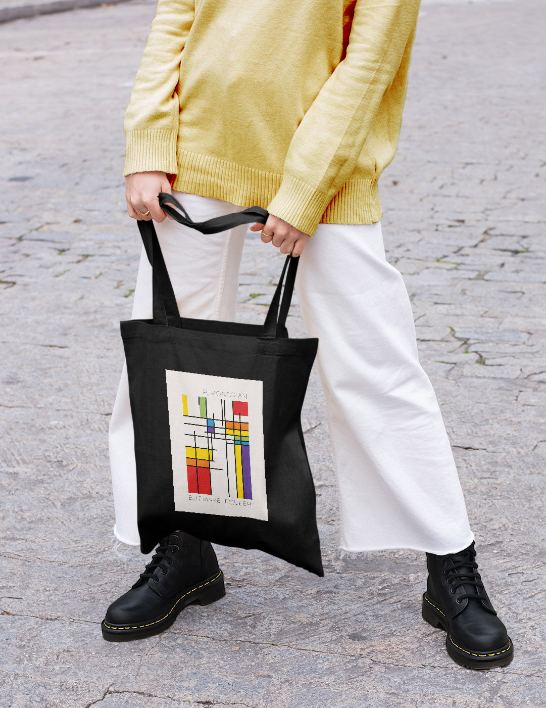 Queer Mondrian Eco Tote Bag – Abstract LGBTQ+ Pride Flag Accessory