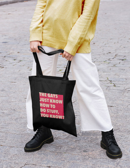 The Gays Just Know Eco Tote Bag – Bold Quote Accessory for Queer White Lotus Fans