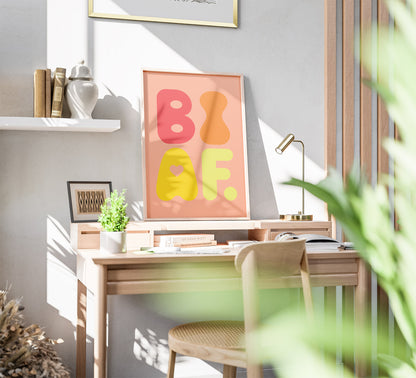 BI AF Poster – Bold Retro Orange Bisexual Pride Wall Art