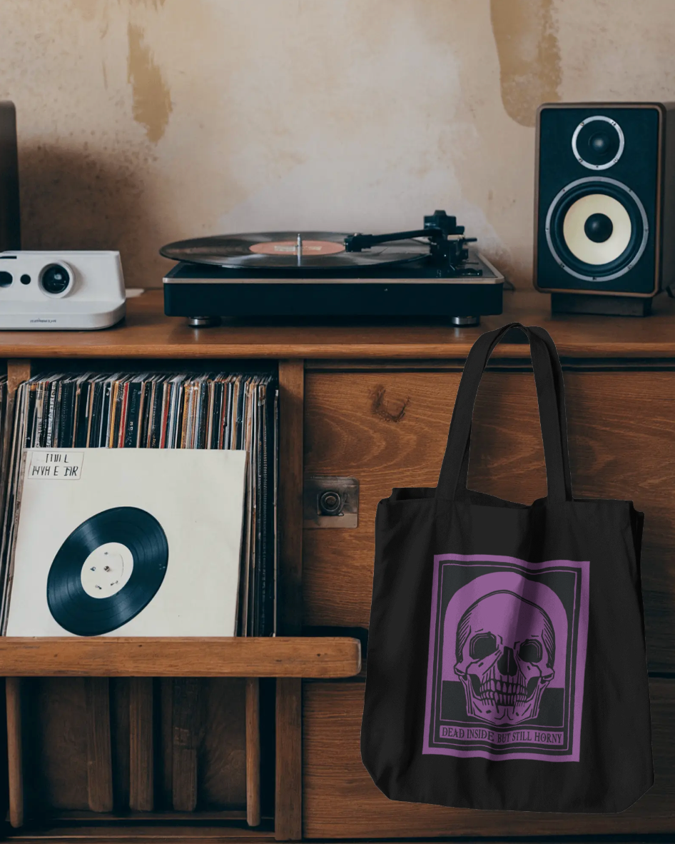 Dead Inside Eco Tote Bag – Vintage Skull Dark Humor Carryall