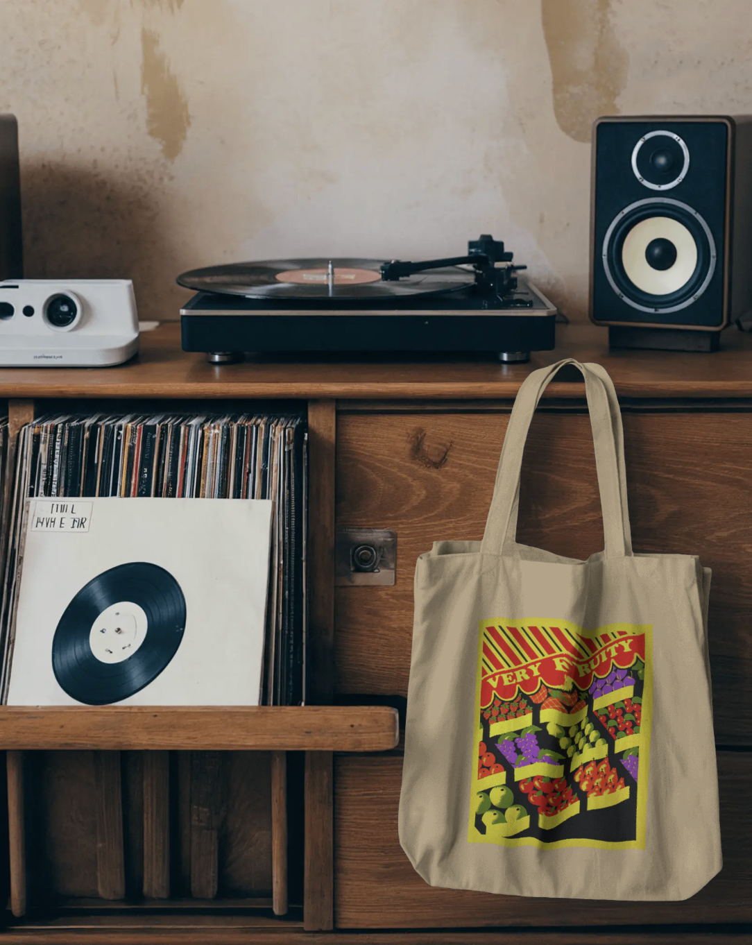 Very Fruity Eco Tote Bag – Queer Campy Accessory with Vintage Fruit Stand Design