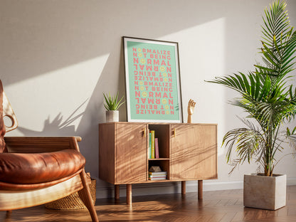 Non-Normative Poster – Green Modern Smiley Neurodiverse Affirmation Wall Art