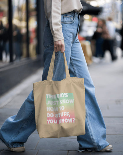 The Gays Just Know Eco Tote Bag – Rainbow Quote Accessory for Queer White Lotus Fans
