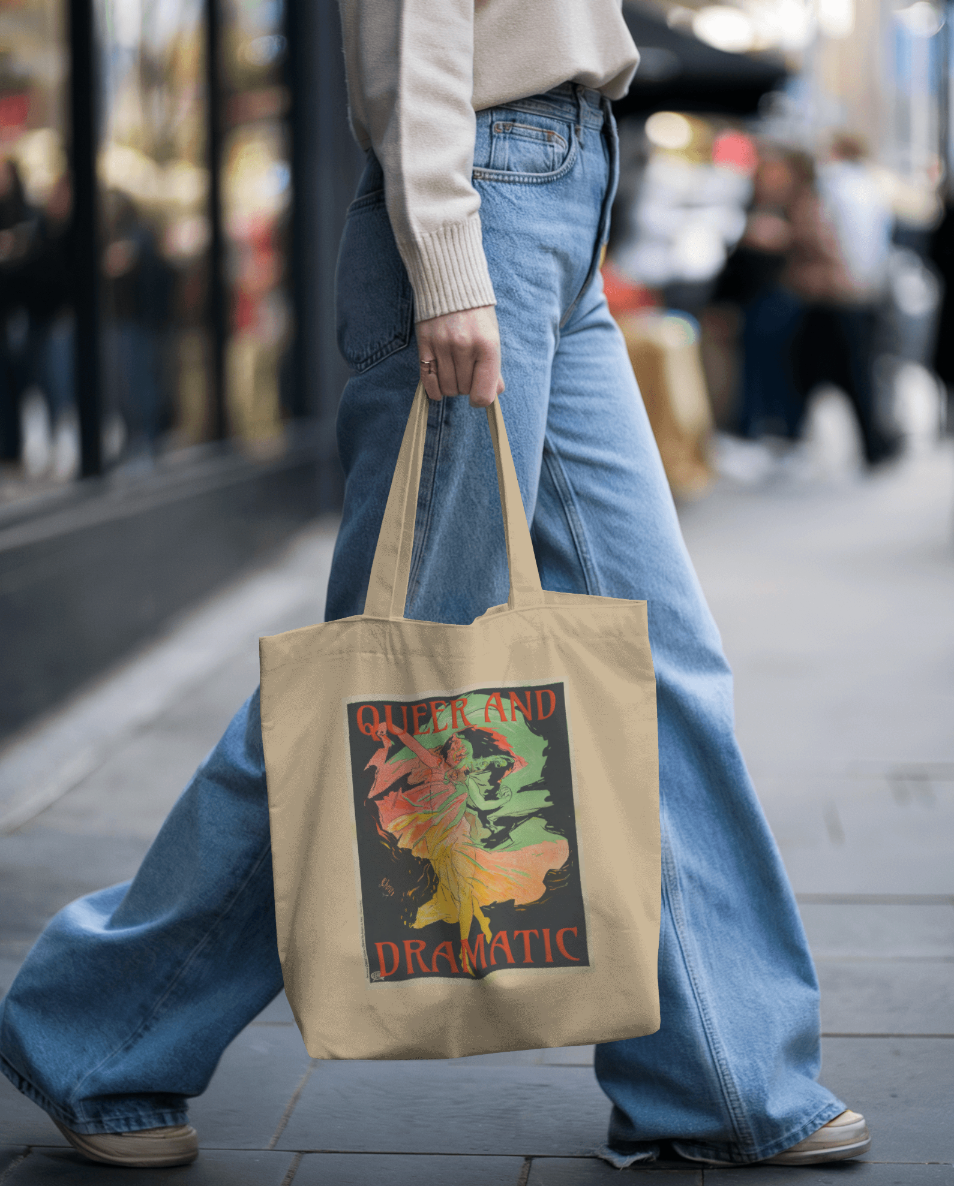 Queer and Dramatic Eco Tote Bag – Vintage Quote Accessory for Bold LGBTQ+ Style