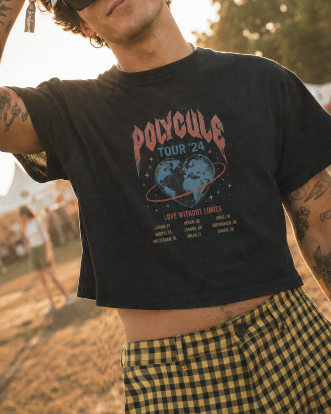 Polycule Tour Crop Top - Vintge Rock Band Style ENM Tee