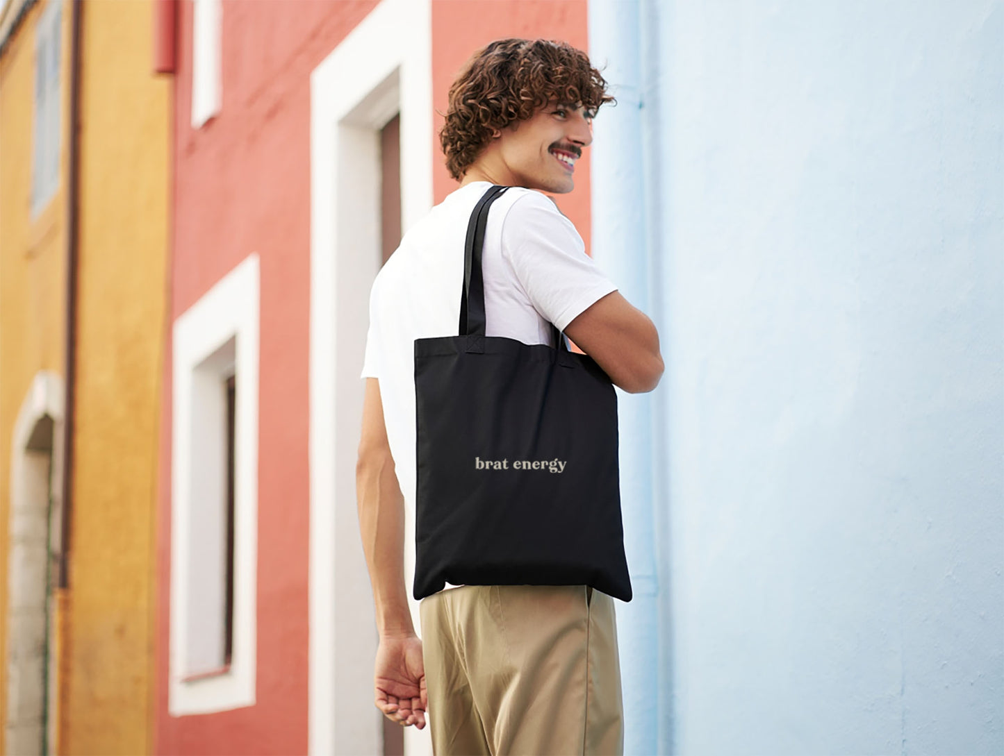 Brat Energy Eco Tote Bag – Black & Cream Play-Friendly Statement Accessory