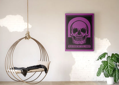 Dead Inside Poster – Vintage Skull Dark Humor Wall Art