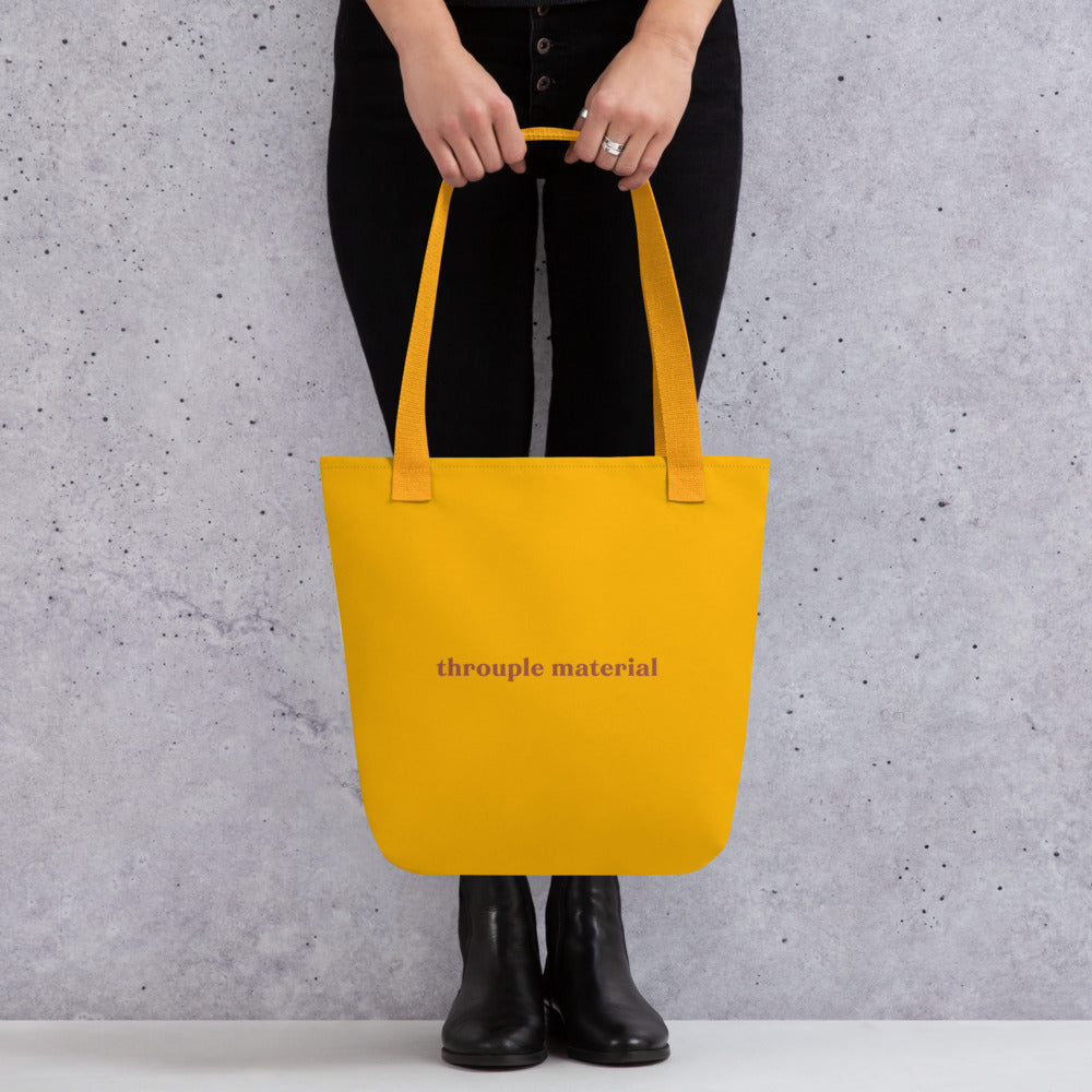 Throuple Material Tote Bag – Mustard & Terracotta Red ENM Statement