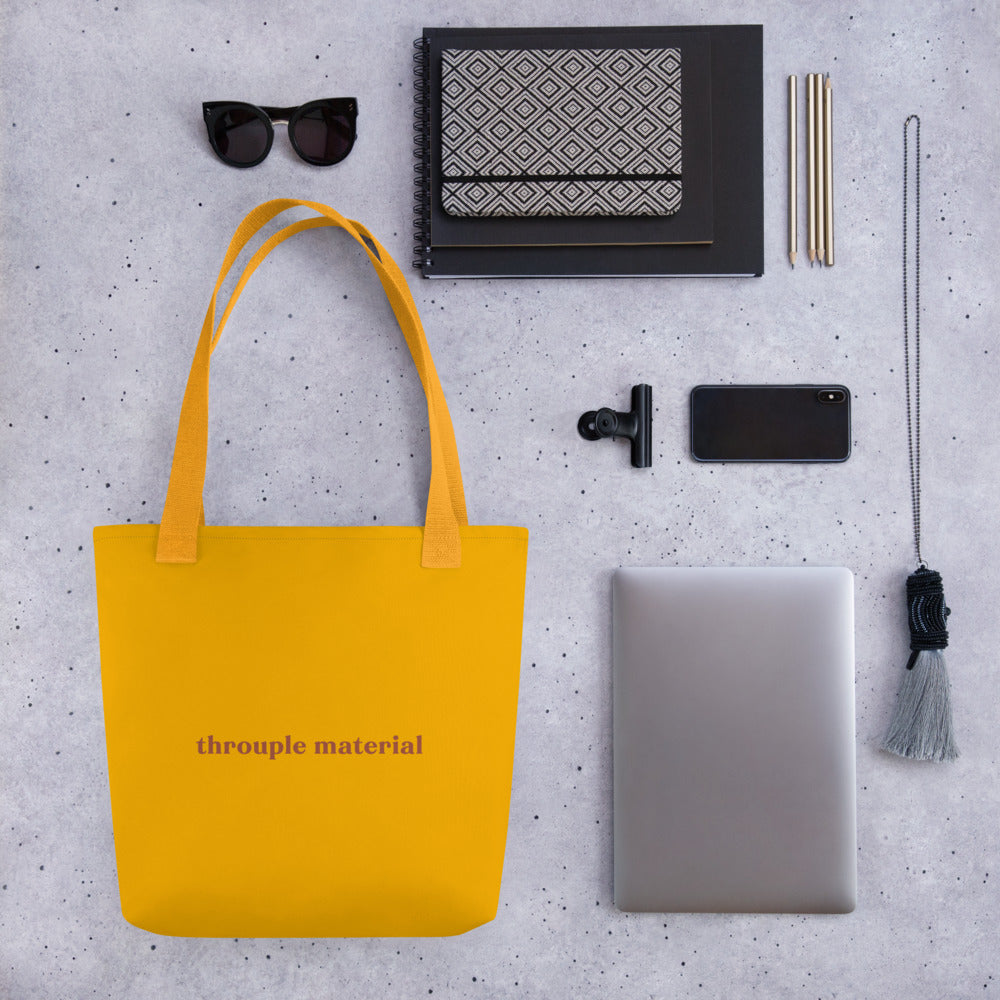 Throuple Material Tote Bag – Mustard & Terracotta Red ENM Statement