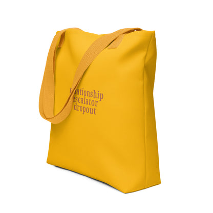 Relationship Escalator Dropout Tote Bag – Mustard & Terracotta ENM Statement Carryall