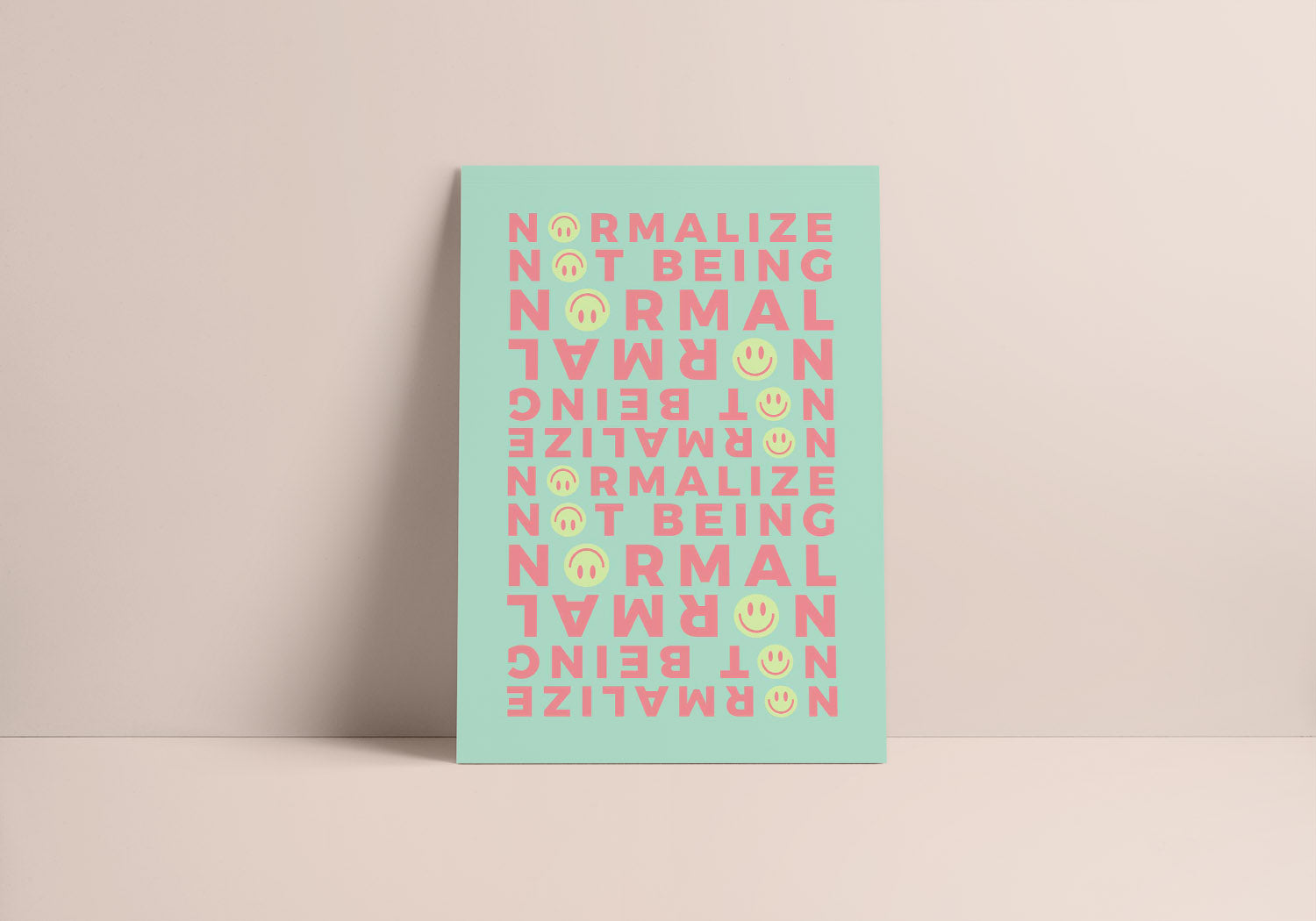 A minimalist decor with a digital download of Neurodivergent Poster with calming green background