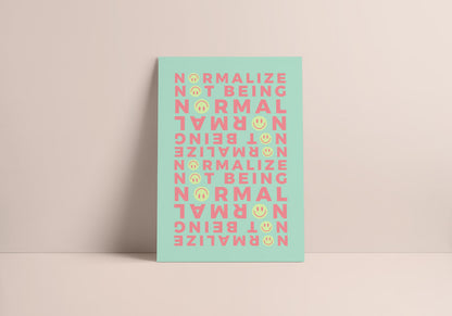 A minimalist decor with a digital download of Neurodivergent Poster with calming green background