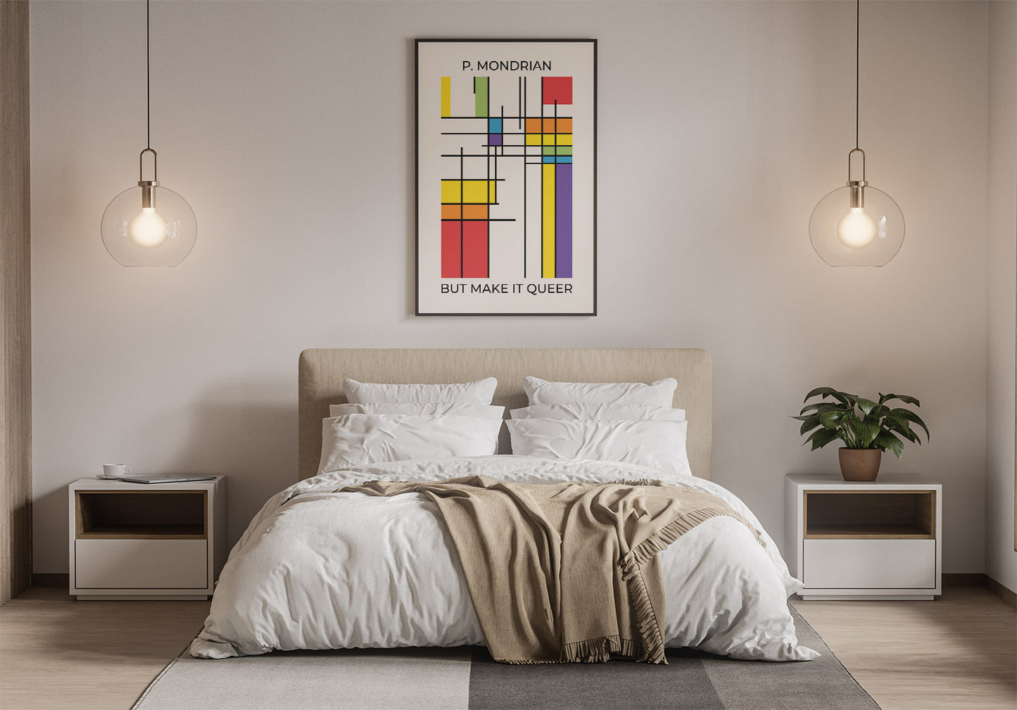 Queer Mondrian Poster – LGBTQ+ Pride Flag Abstract Wall Art