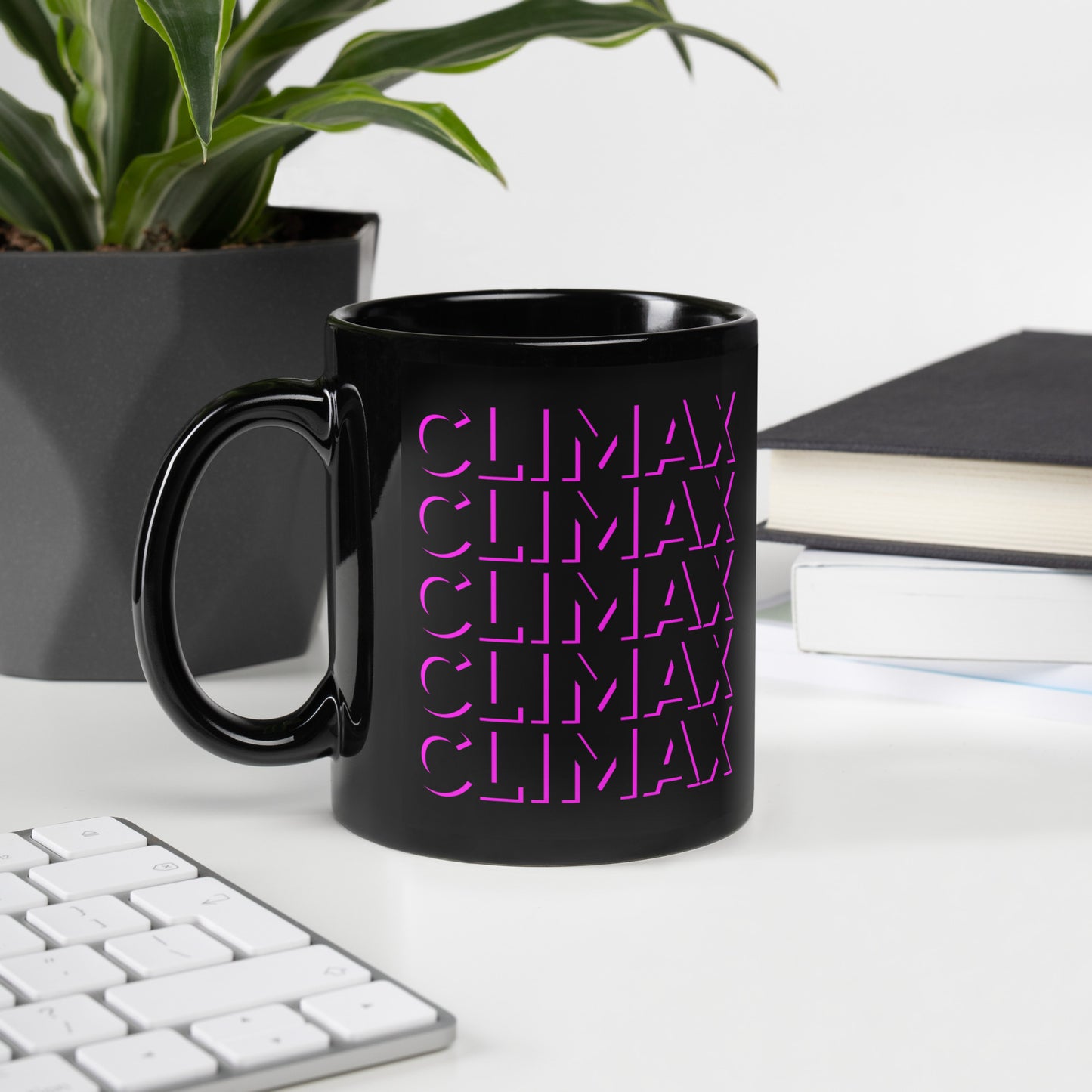 CLIMAX Mug – Black Glossy Coffee Cup for Bold Pleasure-Positive Vibes